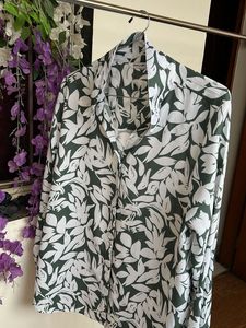 Leaf Print Button-Down Shirt