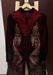 Velvet Stone Work Lehenga Choli Set