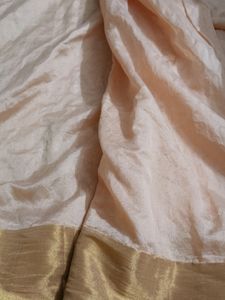 Peach Colour Saree (Unstitched Blouse)