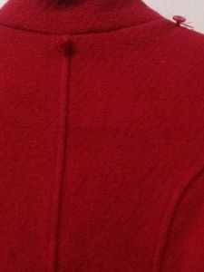 Red Hooded Button-Down Coat