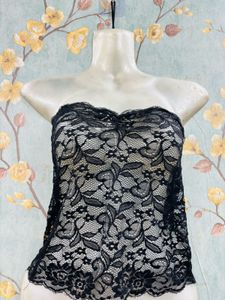 Floral Net Black Top