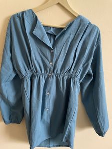 Blue Cinched Blouse