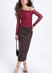Burgundy Lace One-Shoulder Top