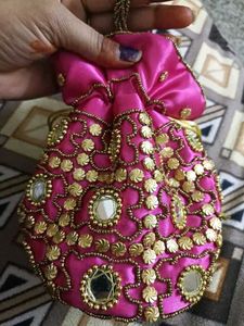 bag Maroon Women Potli for Wedding, Puja or PartyM