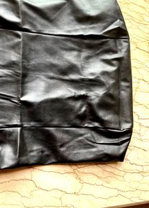 Black Leather Strapless Tube Mini Dress