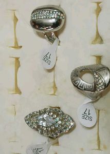 Silver Tone Statement Ring Set