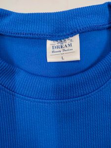 Stylish Blue Long Sleeve Crop Top (K)