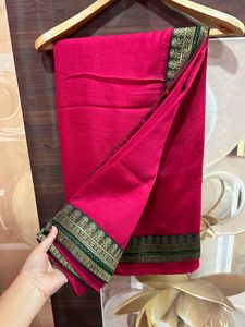 Beautiful Pink Saree With Green Border