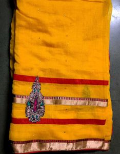 Yellow Maroon Saree 💛