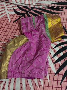 Pink Sari Border Silk Blouse