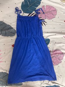 Blue Tie-Strap Mini Dress