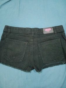 Black Denim Ripped Shorts