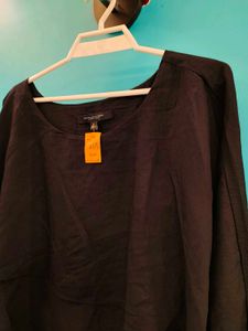 Elegant Black Flowy XL Top with Layered Design