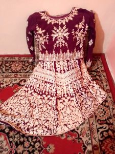 Maroon Desiner Embroidered Anarkali Suit