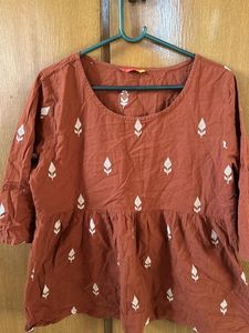 Brown Peplum Top For Daily Wear