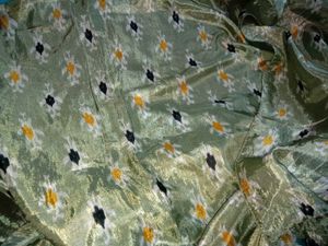 Green &amp; Gold Patterned Silk Fabric Saree