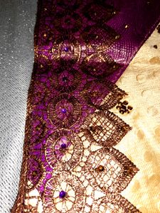 One Time Used Festive Stone Work Saree With Blouse