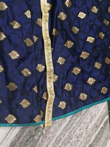 Navy &amp; Gold Anarkali Suit Set