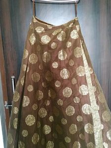 Brown &amp; Gold Lehenga with Dupatta