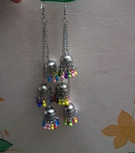 Silver 3 Layer Jhumki Earrings