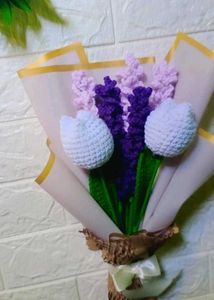 Crochet Tulip And Lavender Flower  Bouqu
