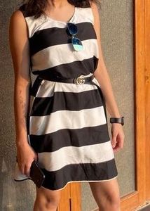 gorgeous black and white stripped mini one peice