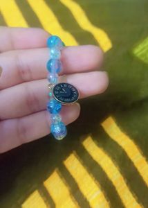 Blue &amp; Purple Beaded Clock Charm Bracelet