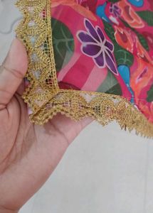 Floral Dupatta with Gold Lace