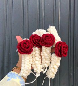 Crochet Hair Tie with Rose Accent(One piece only)