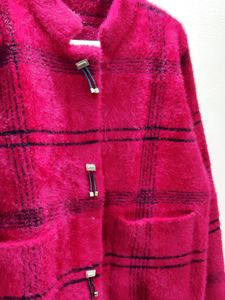 imported luxury berry plaid women&#39;s cardigan/jacke