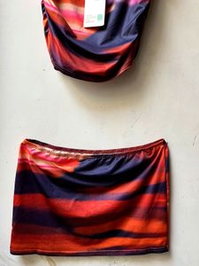 Abstract Print Bodycon Cord set🧡