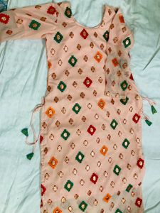 Gota Patti Kurti With Side String Design