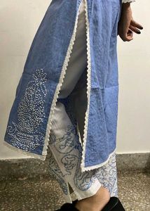 Cotton Blue Suit Set ( 2 Pcs )