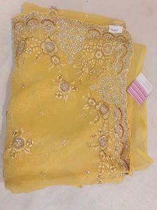 Yellow Embellished Saree