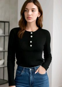 Stylish Black Long Sleeve Top🖤