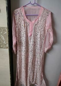 Pink Mirror work kurta
