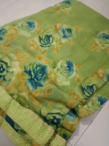 Elegant Green Floral Saree