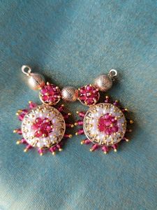 Red Crystal With Pearl Moti Pendant