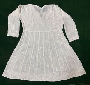 White Chikankari Short Kurta