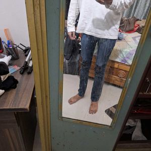 Dark Blue Damaged Jeans