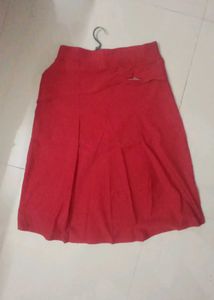 Red Knee Length Skirt