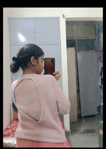 Peach Furry Sweater With Stylish Back