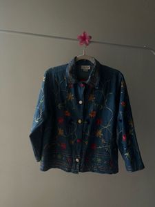 Studio Works Embroidered Denim Down Jacket