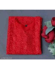 Red Embroidered Kurta