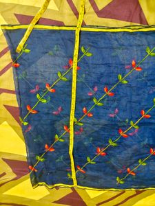 Blue Embroidered Dupatta