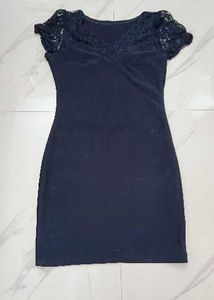 Navy Lace Detail Mini Dress