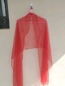 Red Beaded Dupatta