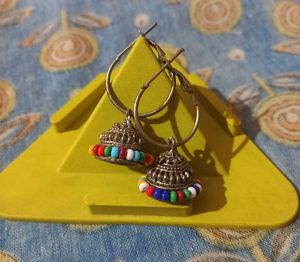 Oxidised Multi Color Earrings(2 Pairs)