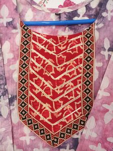 Purple And Pink Tie N Dye CHANDERI Batik Kurti Size 40 With Pocket