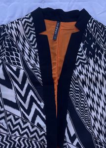 Patterned Open Front Jacket